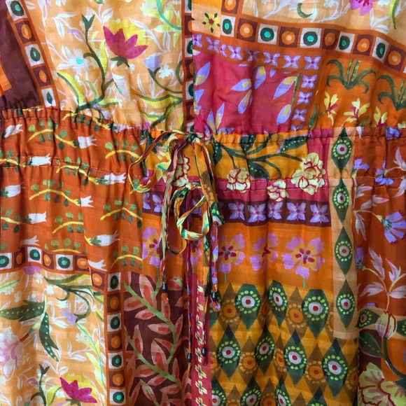 MARIE OLIVER x ANTHRO Indy Poppy Patchwork Linen & Viscose Maxi Dress Size XS - Picture 9 of 12